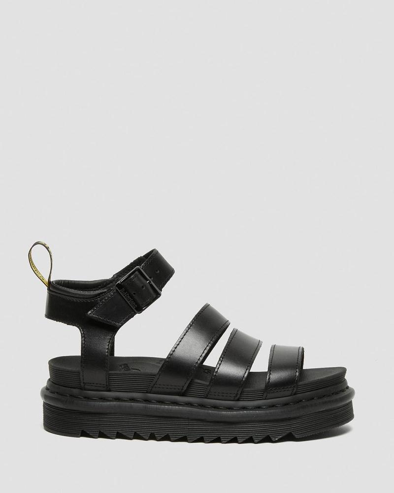 Dr Martens Blaire Brando Læder Gladiator Sandaler Dame Sort | DK 291ILH